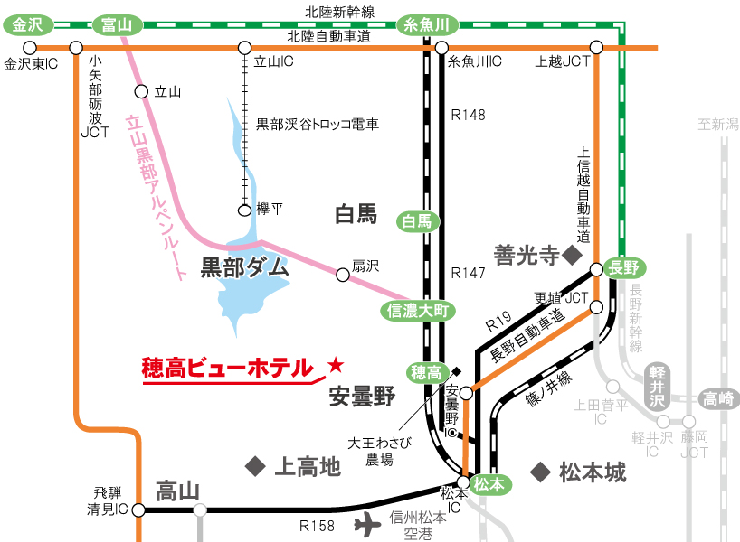 金沢からのルート図