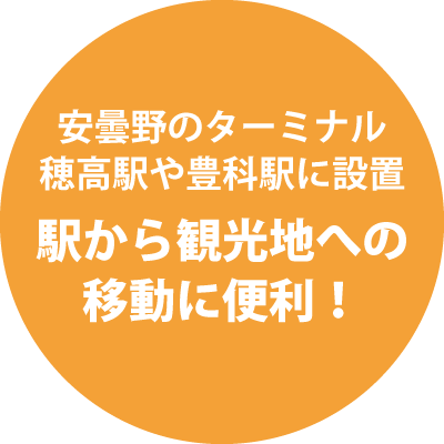 安曇野のターミナル穂高駅や豊科駅に設置　駅から観光地への移動に便利